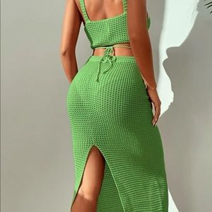 Women’s two piece crochet set green